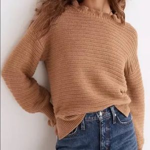 Madewell cotton/merino wool ruffle neck sweater